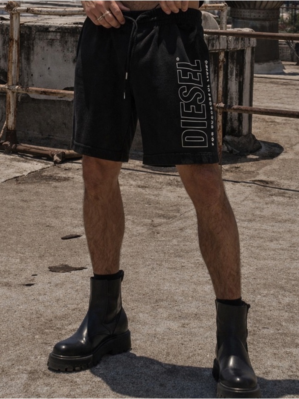 Diesel Logo Sweat Shorts Black XS/S Y2K Streetwear